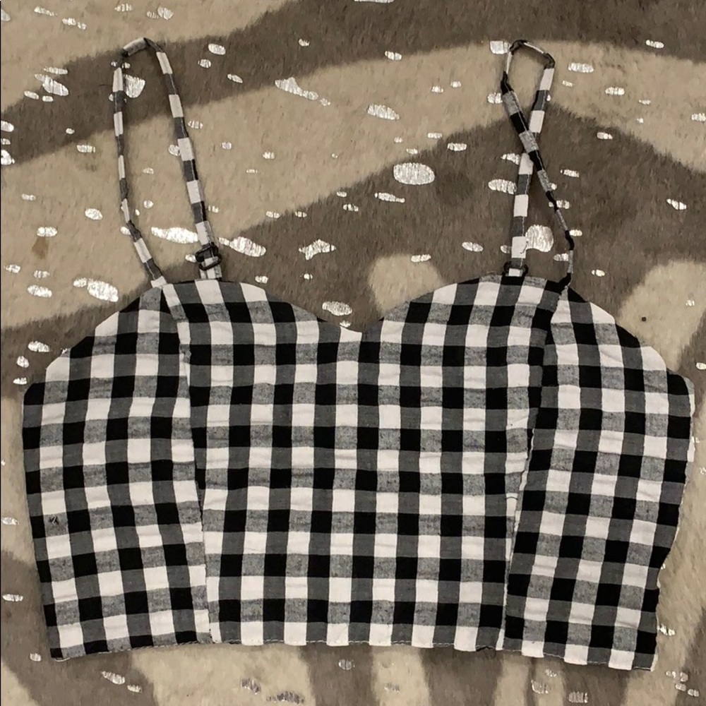 Gingham print cropped tank top/bandeau from LF!